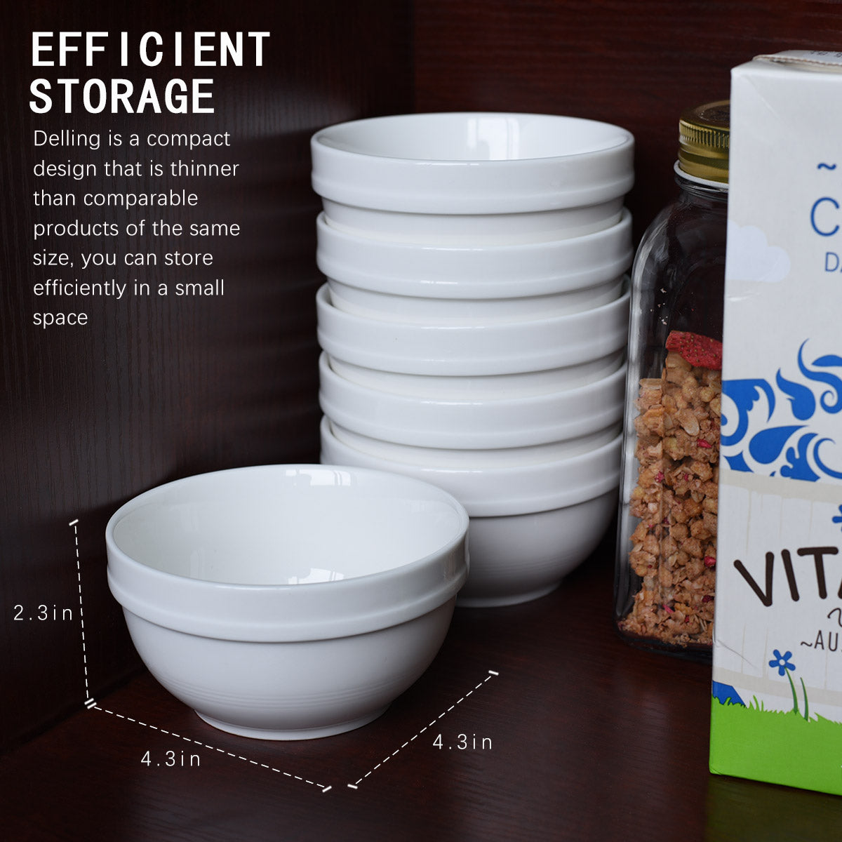 Delling D20T19 10Oz Ceramic Bowl Set with Durable and Anti-scald Design