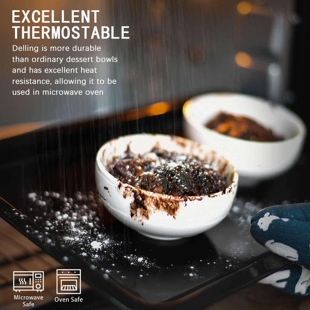 Delling 10 Oz Non-Slip Ultra-Durable Porcelain Bowls