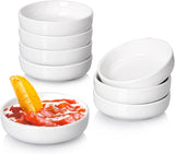 DELLING 8 PACK Dipping Bowls Set, Ceramic Dipping Sauce Dishes, 3.5 Oz Soy Sauce Dish, Side Dish Bowls, Small Bowl/Dish for BBQ, Condiments, Appetizer, Dessert, Sushi, Party - White