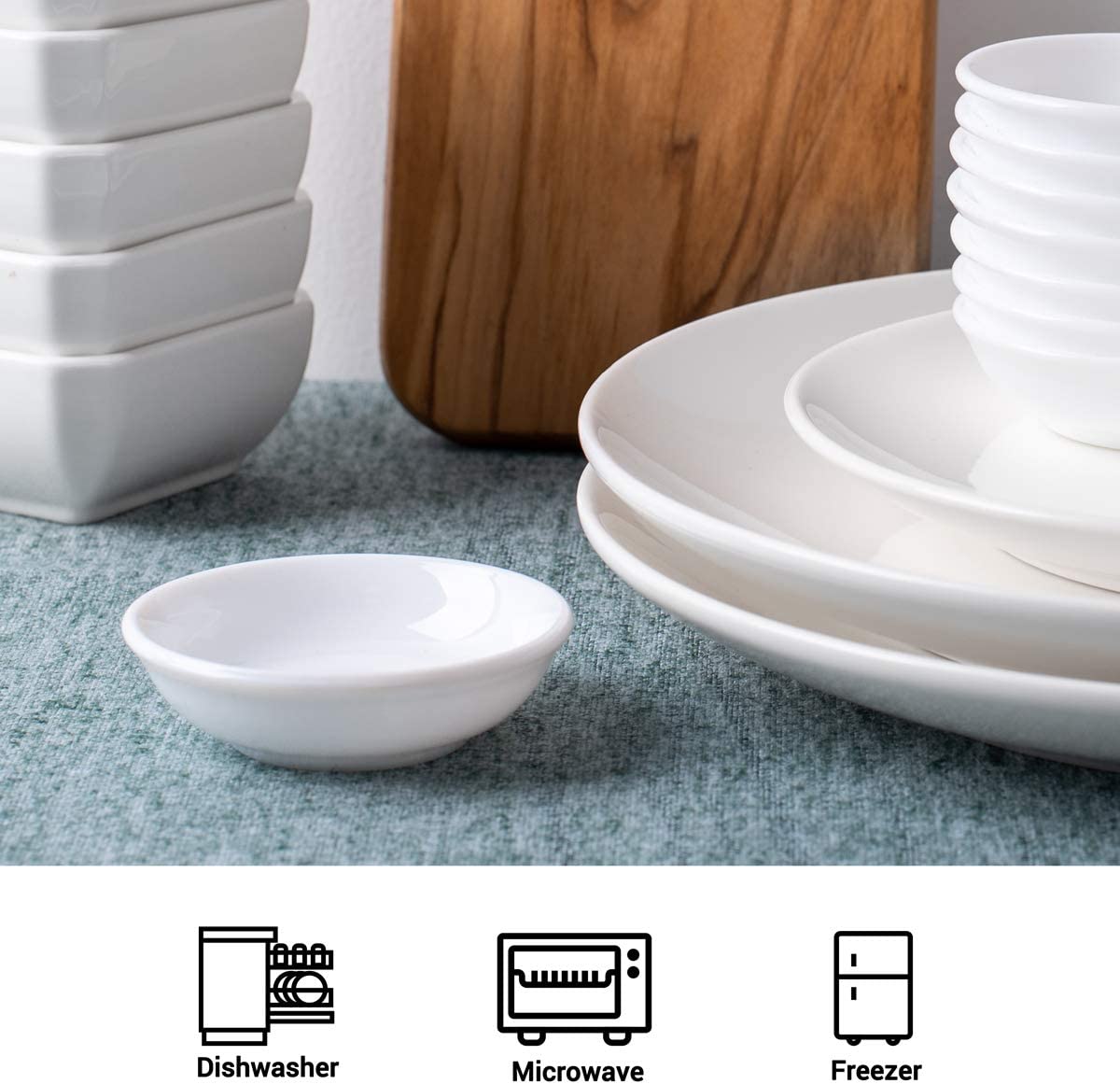 Dipping Bowls Sets of 12- Delling 1.2 Oz Porcelain Dip Soy Sauce Dishes & Bowl Small Cups for Sushi Tomato Sauce, Soy, BBQ -Chip and Dip Serving Bowl Set,White