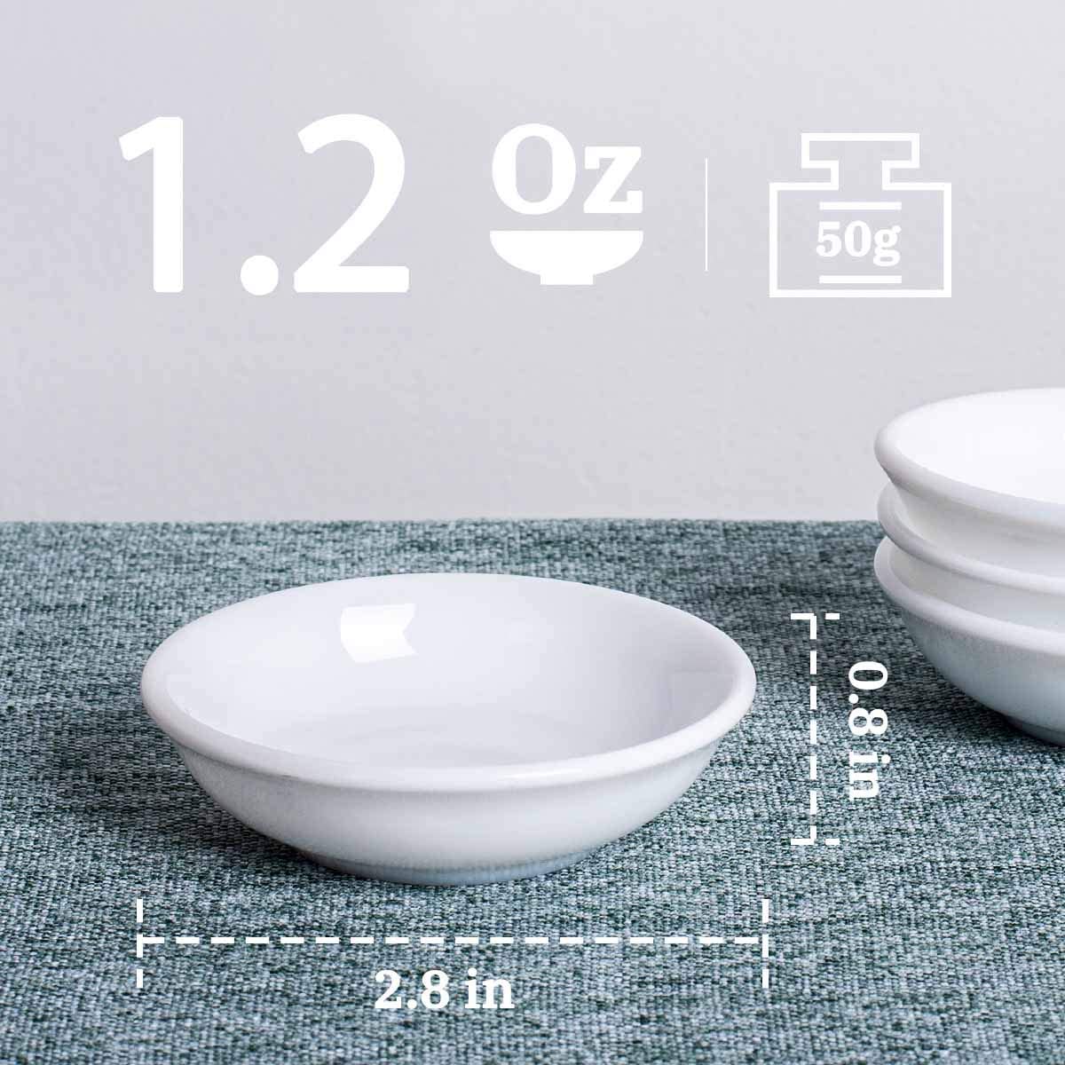 Dipping Bowls Sets of 12- Delling 1.2 Oz Porcelain Dip Soy Sauce Dishes & Bowl Small Cups for Sushi Tomato Sauce, Soy, BBQ -Chip and Dip Serving Bowl Set,White