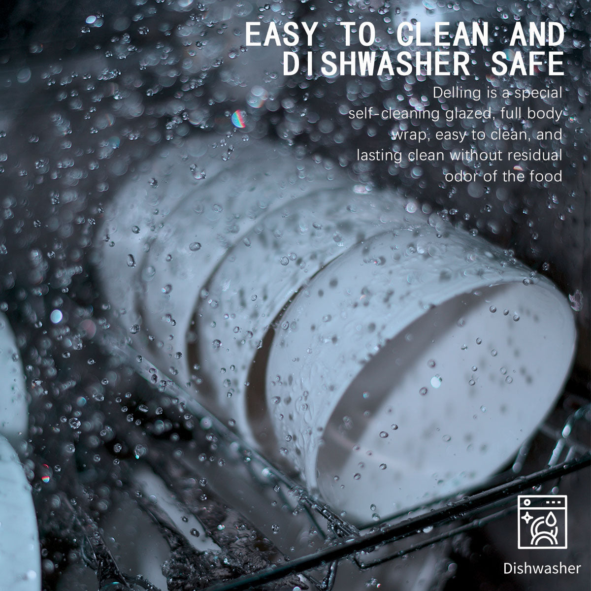 Delling 2018 New Durable Porcelain Bowls with Advance Shatterproof, Thermostable and Refrigerate Design for Cooking, Bake, Cream, Salad, Fruit, Set of 4, 10Oz, White