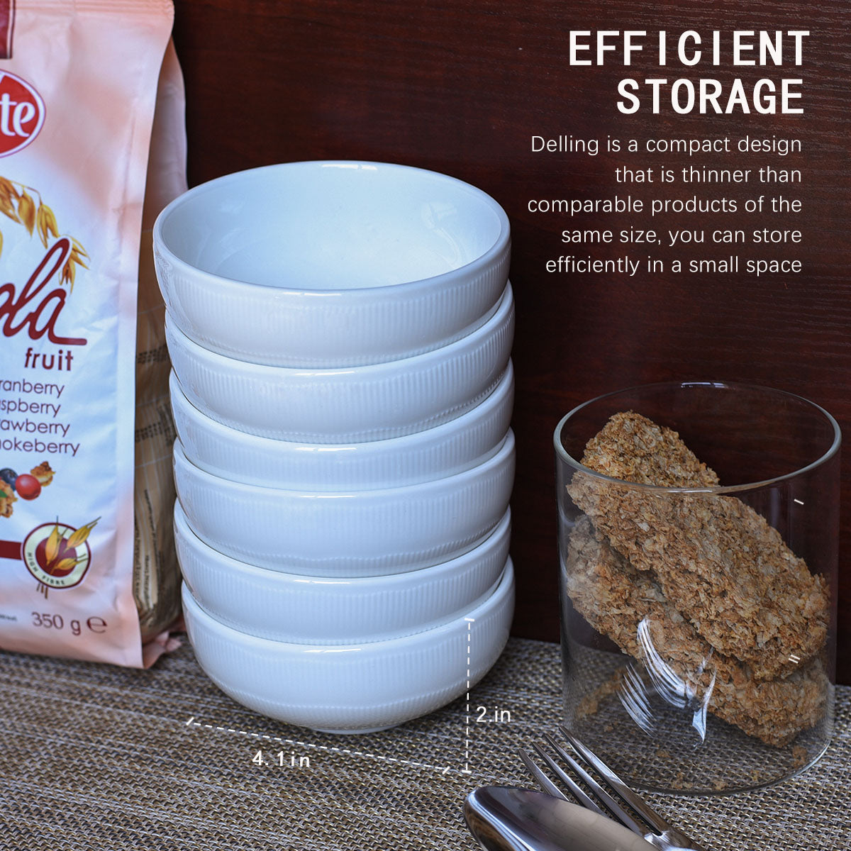 Delling 10 Oz Non-Slip Ultra-Durable Porcelain Bowls