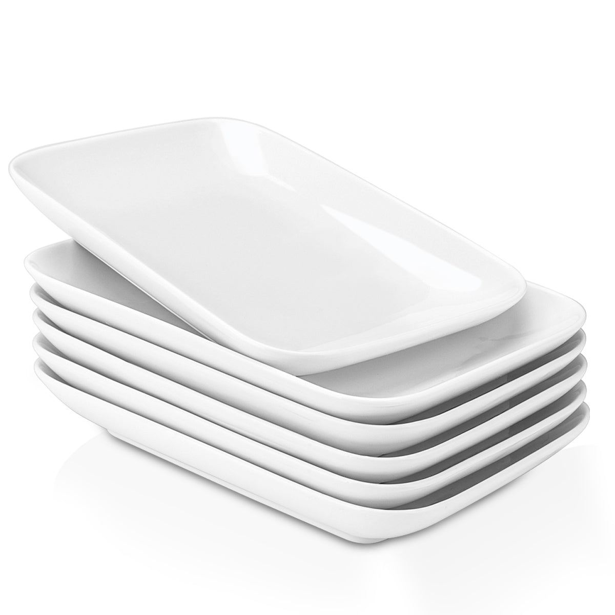Delling 8 in Ultralight Porcelain Serving Platter/Plates, Fillet Small Serving Dishes for Fruit, Salad, Dessert and More [Microwave Oven and Dishwasher Safe] - Set of 6, White
